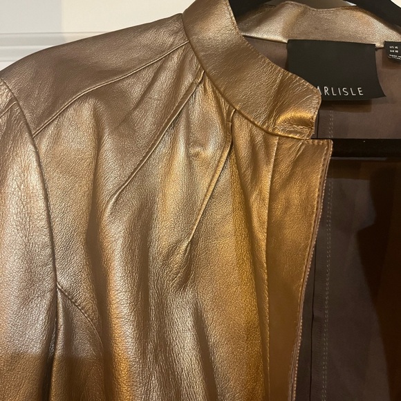 Gold leather vintage leather jacket size 16 - Picture 2 of 6